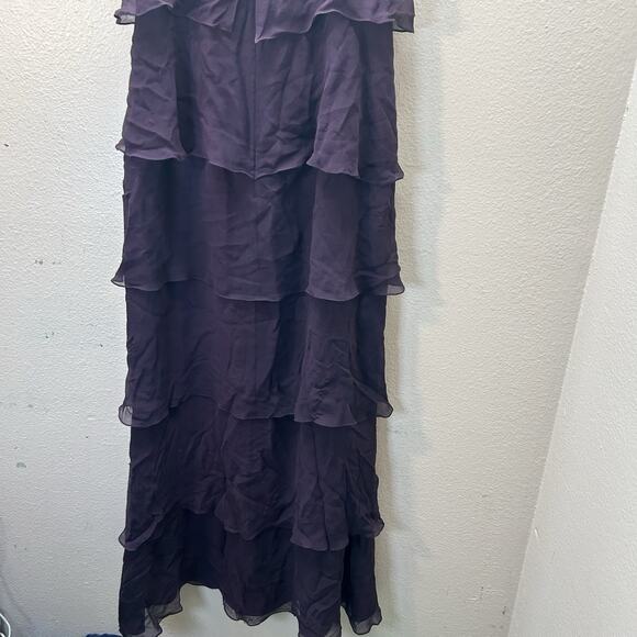 Daymor Couture 3451 Embellished Halter Layered Evening Dress Purple Silk SZ 10 - Picture 10 of 12